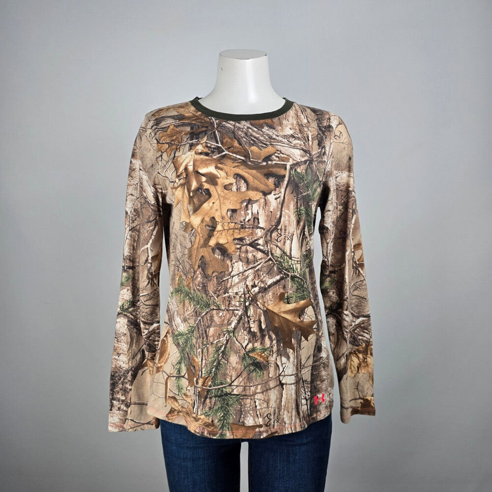Under Armour Semi Fitted Real Tree Print Long Sleeve T-Shirt Size L